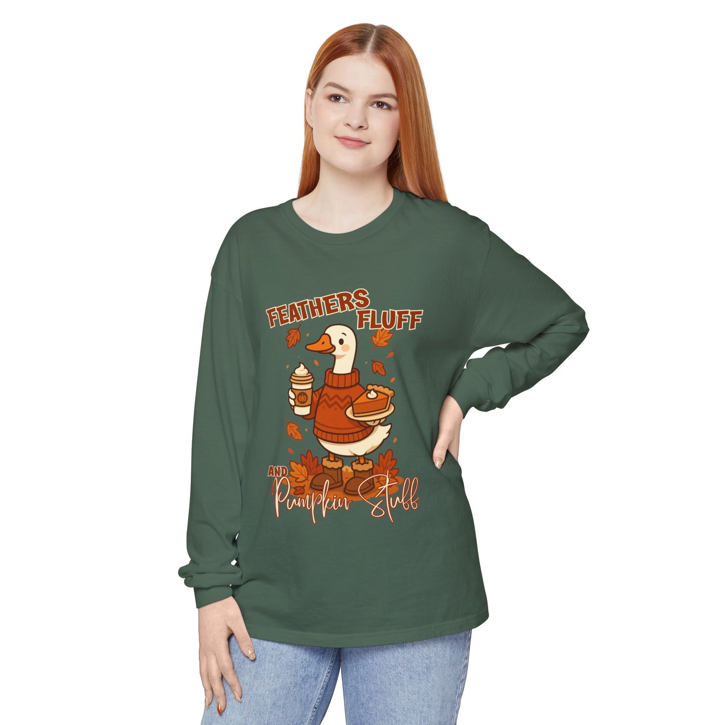 Fall Vibes Goose - Feathers, Fluff & Pumpkin Stuff