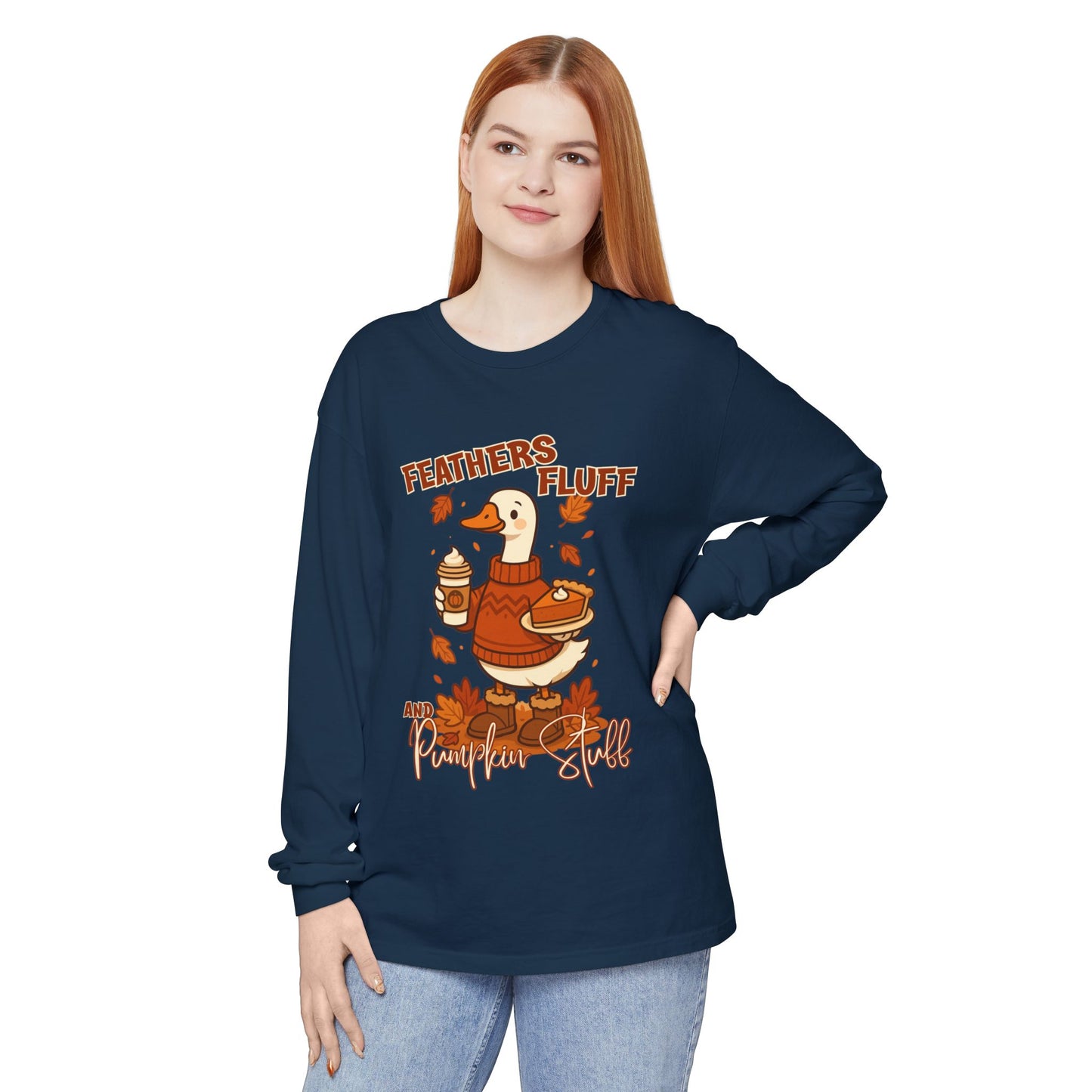 Fall Vibes Goose - Feathers, Fluff & Pumpkin Stuff